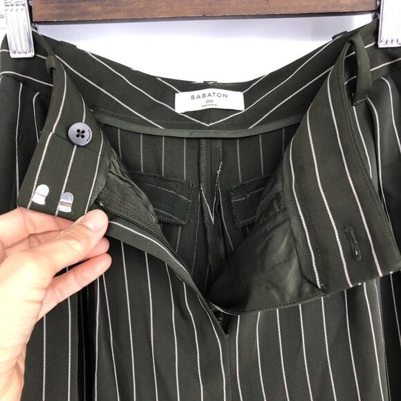 Aritzia Babaton Modesto Dress Pants Green with White strips Size 00 - Picture 13 of 16